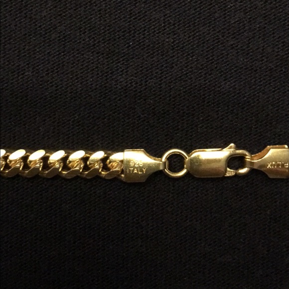 Gold Chain Vermeil Miami Cuban 20in 5mm .925 Italy - Picture 4 of 4